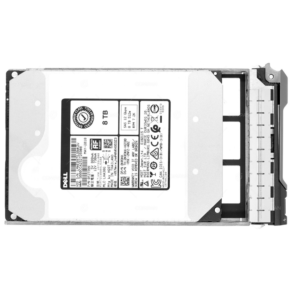 KRDKK  DELL HDD 8TB 7.2K SAS 12G 3.5" LFF HOT-SWAP FOR DELL POWEREDGE G11-G13